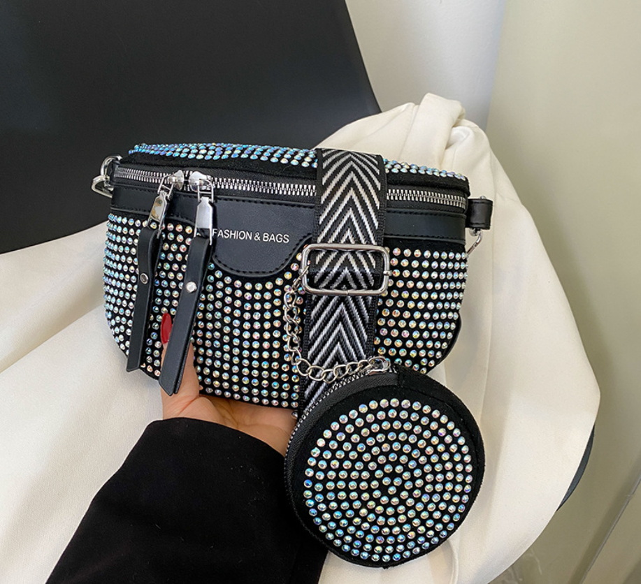 Women Diamond Crossbody Bag Fanny Rhinestone Waist Bags Casual Zipper Clutches Wallets Shinny Chest Purse Shoulder Girls Handbag, Size:23x15x6cm
Women Diamond Crossbody Bag Fanny Rhinestone Waist Bags Casual Zipper Clutches Wallets Shinny Chest Purse Shoulder Girls Handbag, Size:23x15x6cm