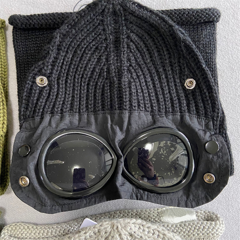 Goggle Balaclava Extra Fine Merino Wool Beanie Knit Hat Men Cap Outdoor Windbreak Hood Retains Heat Skull Caps Black Army Green
