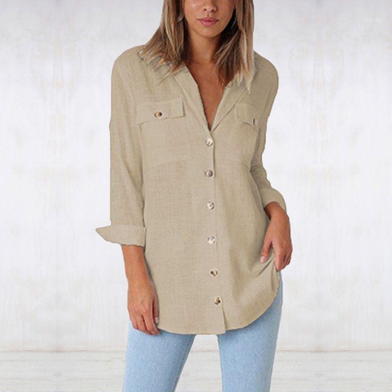 Women's Blouse Simple Concise Solid Color V-neck Button Long Sleeve Pocket Blouses & Shirts, Khaki
Women's Blouse Simple Concise Solid Color V-neck Button Long Sleeve Pocket Blouses & Shirts, Khaki