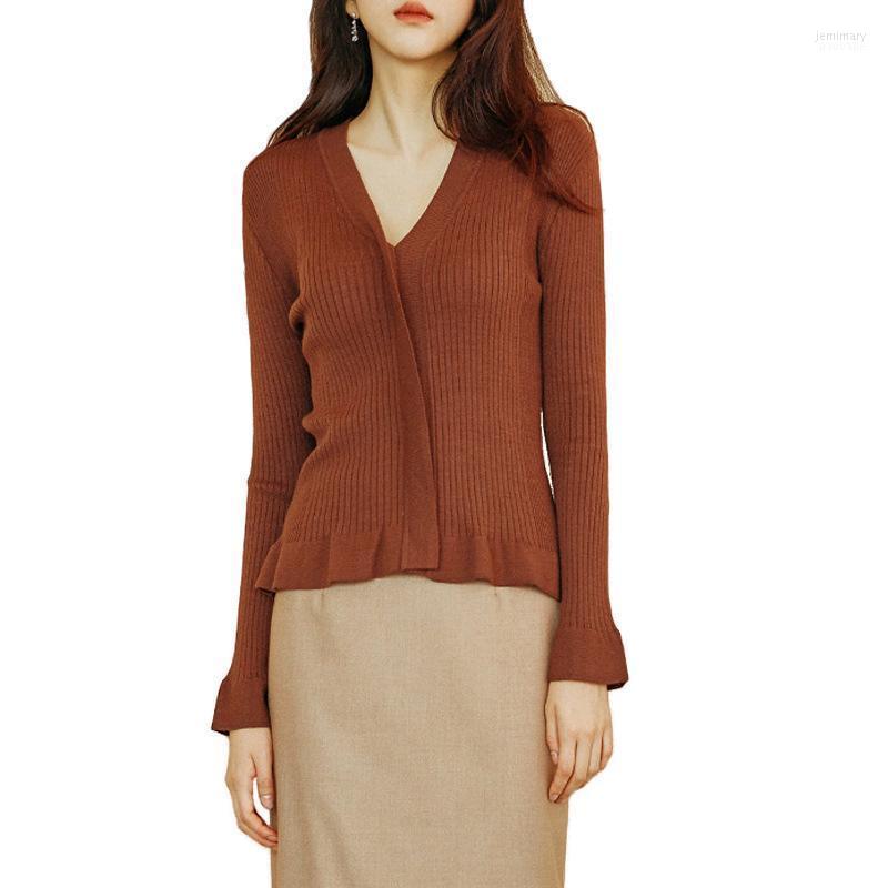 Women' Sweaters Ruffle Trim Sweater V Neck Women French Elegant Knitted Tops M L XL Jemi22, Black
Women' Sweaters Ruffle Trim Sweater V Neck Women French Elegant Knitted Tops M L XL Jemi22, Black