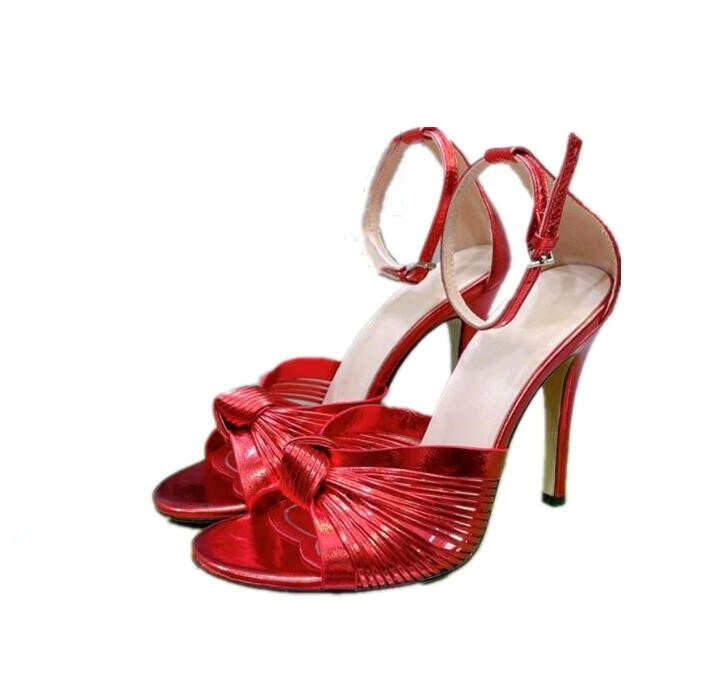 Latest Ladies Sandals Stiletto Heel Round Toe Front With Flower Decoration Back Ankle Strap Buckle Dress Casual Banquet Fashion Fashion Shiny Leather 