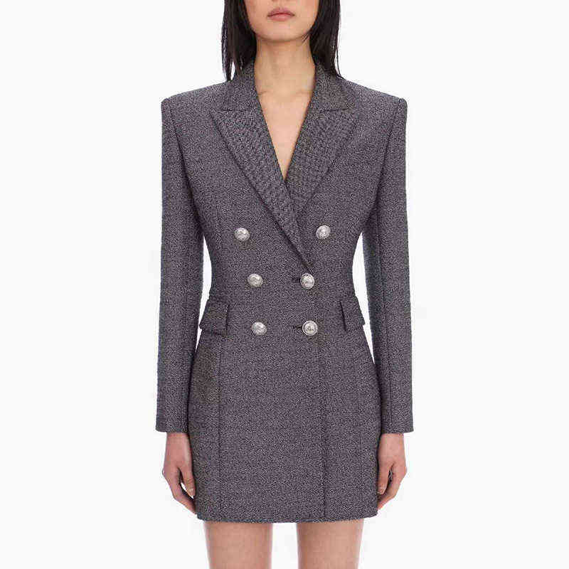 Office Lady Grey Long Blazer Women Fashion Temperament Double Breasted Button Buckle Slim Blazers Jacket Dress High Quality J220813
Office Lady Grey Long Blazer Women Fashion Temperament Double Breasted Button Buckle Slim Blazers Jacket Dress High Quality J220813