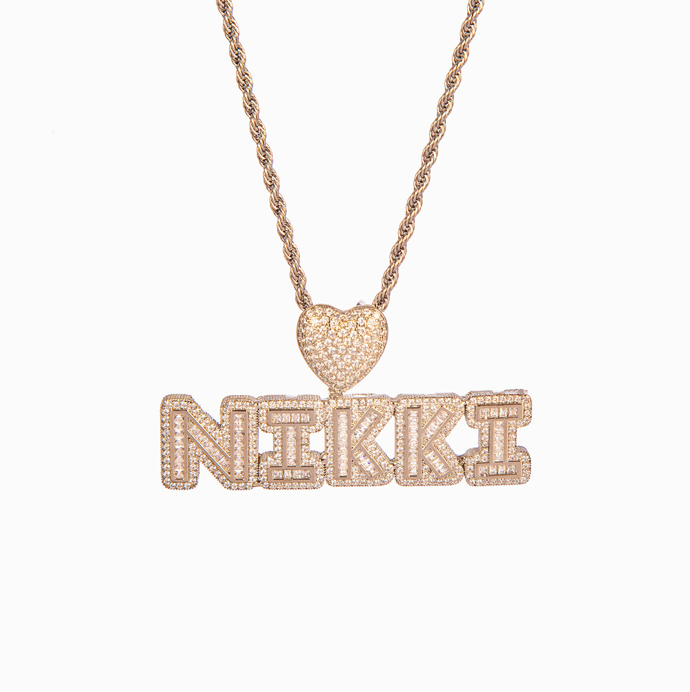 9mm Cuban Link Chain With Name Pendant Choker Heart Bail Letters Custom Necklace for Men Women
