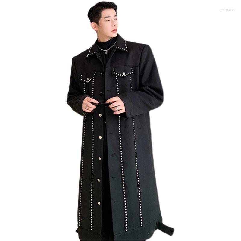 Men's Trench Coats Man Streetwear Vintage Punk Gothic Motorcycle Jacket Outerwear Trenchcoat Men Rivet Woolen Single-breasted Long Coat Viol, W0335
Men's Trench Coats Man Streetwear Vintage Punk Gothic Motorcycle Jacket Outerwear Trenchcoat Men Rivet Woolen Single-breasted Long Coat Viol, W0335