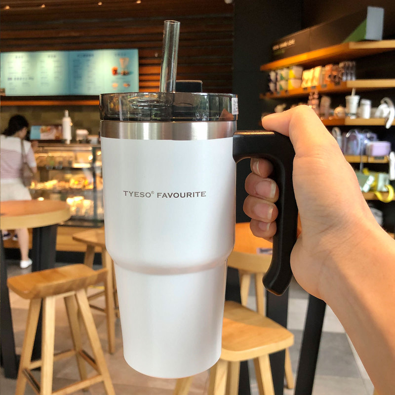 High Capacity 304Stainless Steel Coffee Cup Thermos Mug With Handle Car Vacuum Flask Travel Insulated Water Bottle Cups 220509