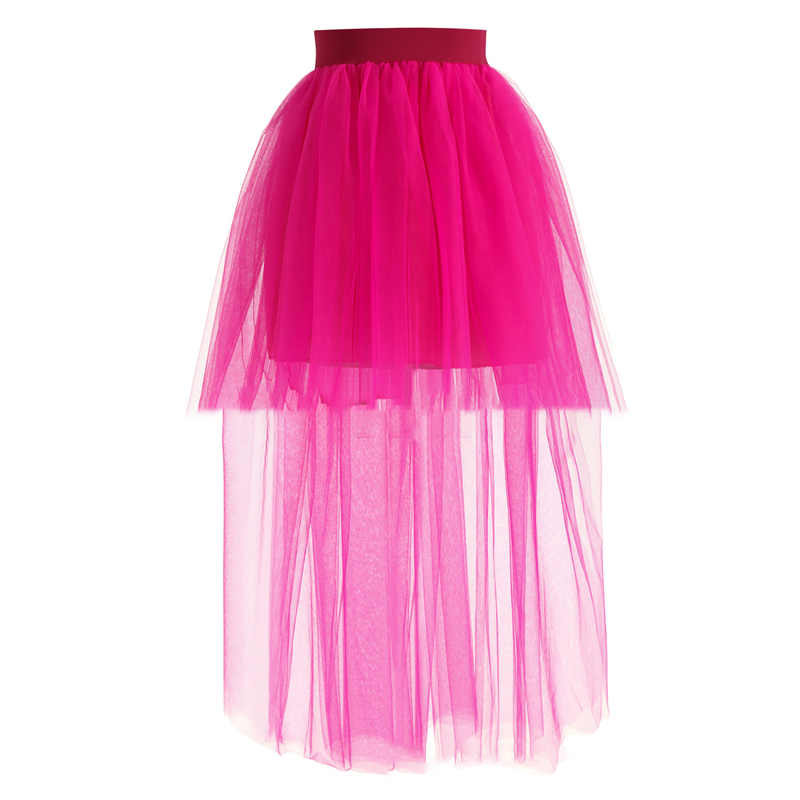 4 Colors Skirt Fashion Women Long Tulle Skirt Elegant Princess Sexy Style Irregular Mesh Tutu Skirts Vintage Mini Puffy Skirt 220701