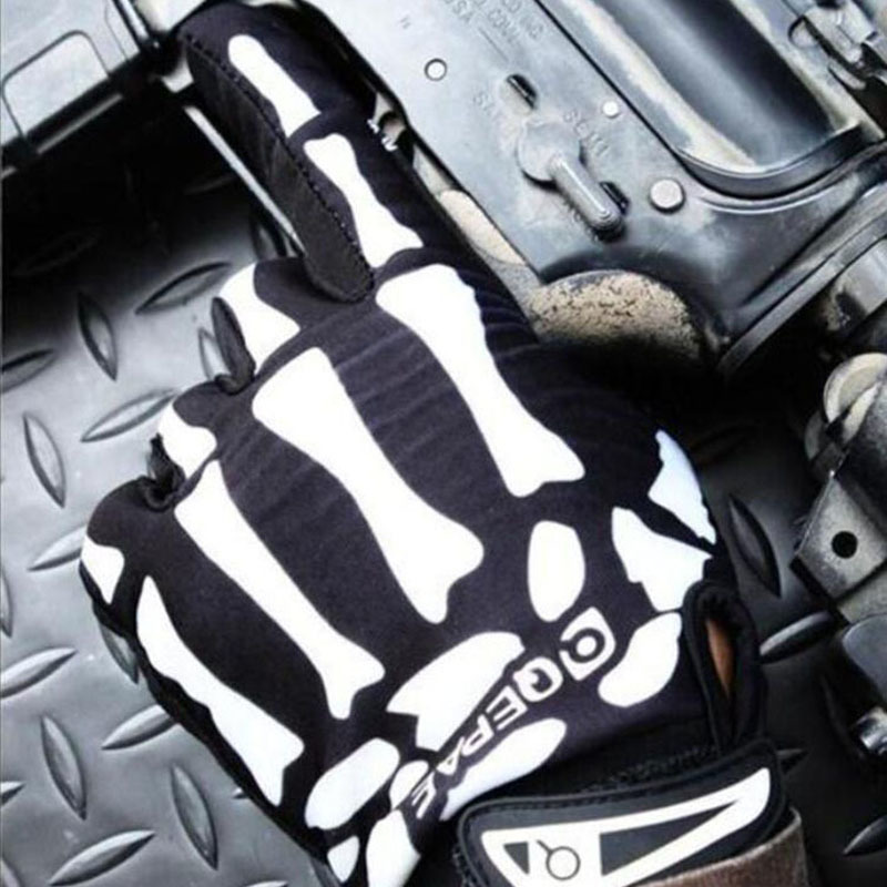 Qeqae Skeleton Pattern Unisex Full Finger Bicycle Cycling Motorcycle Motorbike Racing Riding Gloves Bike Glove for Women and Men 220812