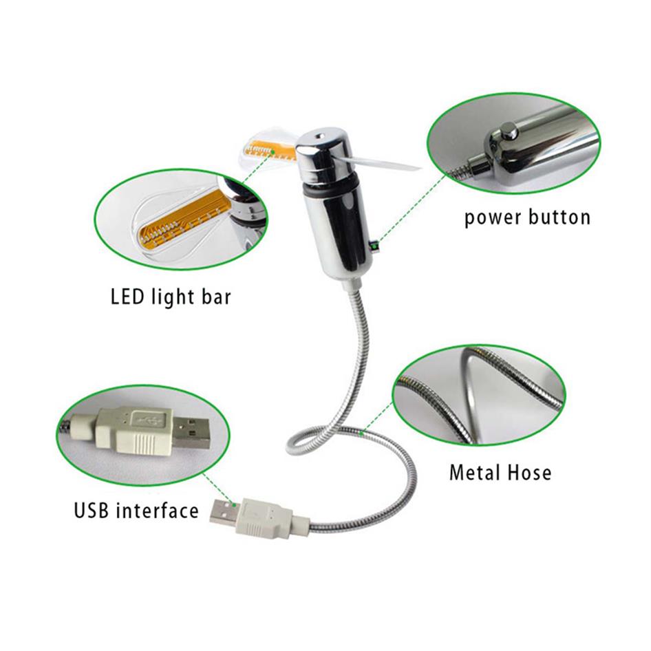 Epacket USB Gadget Mini Flexible LED Light Fan Clock Desktop Clock Cool Gadgets Time Display196l