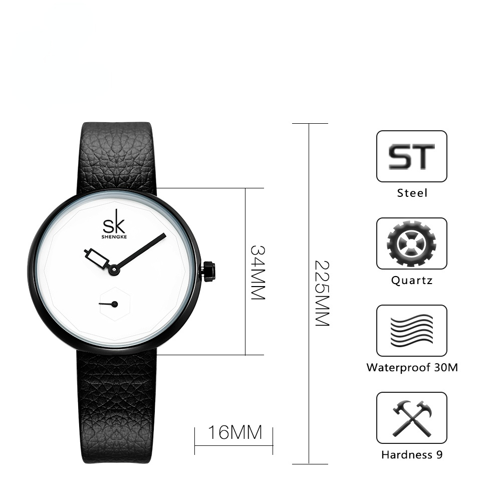 Leather es Simple For Top Brand Creative Casual Japanese Quartz Watch Women Clock Montre Femme, Black
Leather es Simple For Top Brand Creative Casual Japanese Quartz Watch Women Clock Montre Femme, Black