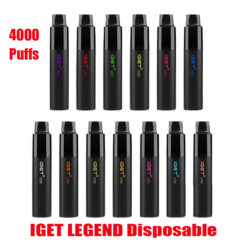 Original IGET LEGEND Disposable Pod Device Kit E-cigarettes 4000 Puffs 12ml Prefilled Cartridge Battery Vape Stick Pen VS 1800 3500 King Bar Plus Max XXL Authentic