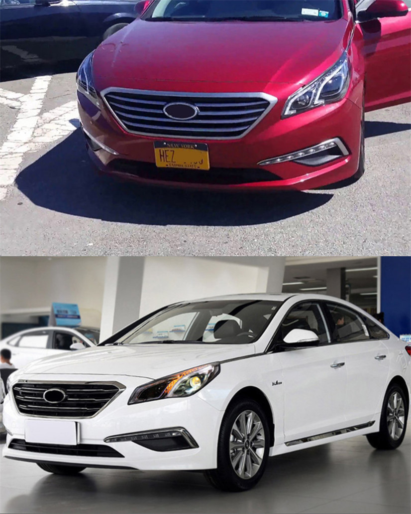 Auto Head Lights For Sonata 9 LED Headlight 20 15-17 Hyundai DRL Turn Signal High Beam Angel Eye LED Daytime Light