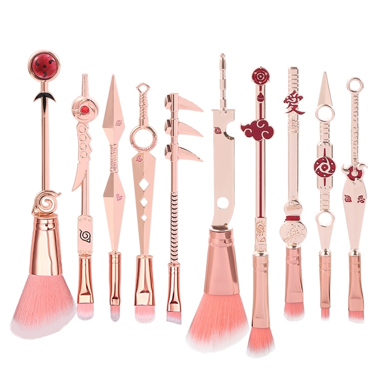 10pcs Anime Makeup Brushes Set Cosmetic Powder Eyeshadow Eyebrow Lip Make Up Tools Sharingan Akatsukic For Fans Brush Maquiagem 220616