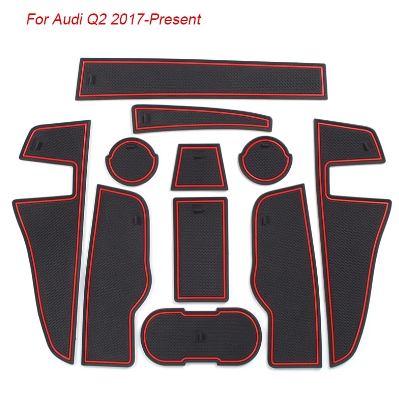 Interior Modification Accessories Parts For AUDI Q2 2017-2021 Car Latex Gate Slot Pad Interior Door Groove Mat Non-Slip Dust Ma