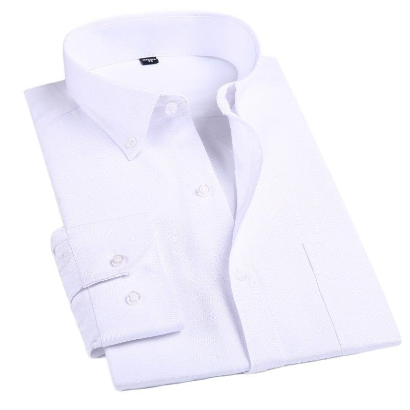 Mens Long Sleeve Solid Oxford Dress Shirt Colors with Left Chest Pocket Casual Regular-fit Tops Button Down Shirts 220322