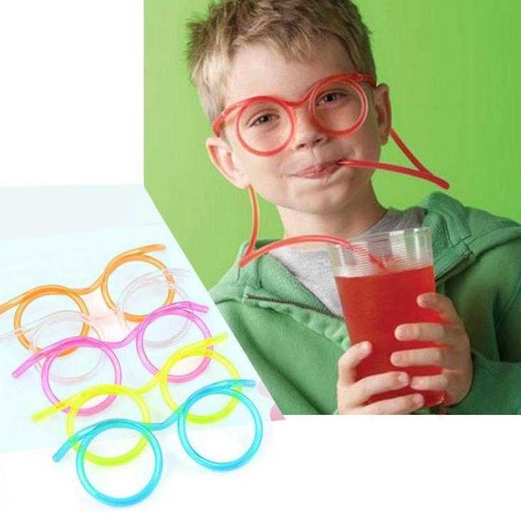 500pcs Novelty Amazing Silly Multi-colors Glasses Straw Funny Drinking Frames Eyeglasses Straws DIY Children Kids Drinkware