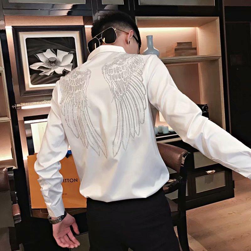 Men's Dress Shirts Wing Shirt Men Spring Autumn 2022 Embroidery Slim Body Long Sleeve Inch Clothes Gangland Ruffians Top, Black
Men's Dress Shirts Wing Shirt Men Spring Autumn 2022 Embroidery Slim Body Long Sleeve Inch Clothes Gangland Ruffians Top, Black