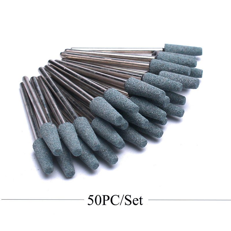 50pcs/Set Corundum Nail Drill Bit Milling Cutters Rotary Ceramic Stone Bur Electric Drills Bits For Manicure Pedicure Machine