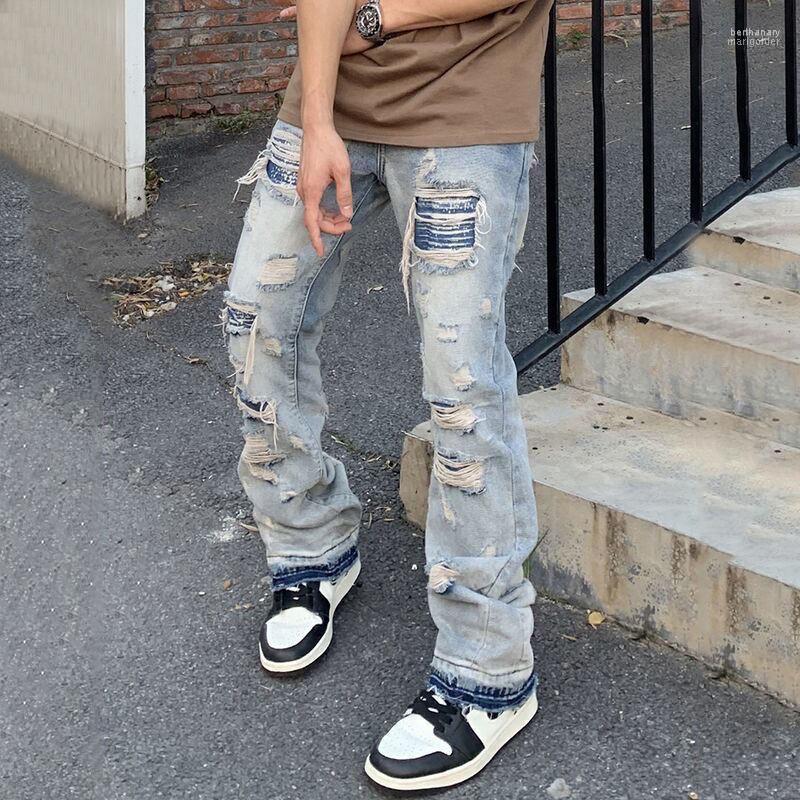 Men' Jeans Men' Ripped Retro Loose Micro Flared Trousers High Street Clothing Streetwear Ins JEANSMen' Bert22, Sky blue
Men' Jeans Men' Ripped Retro Loose Micro Flared Trousers High Street Clothing Streetwear Ins JEANSMen' Bert22, Sky blue