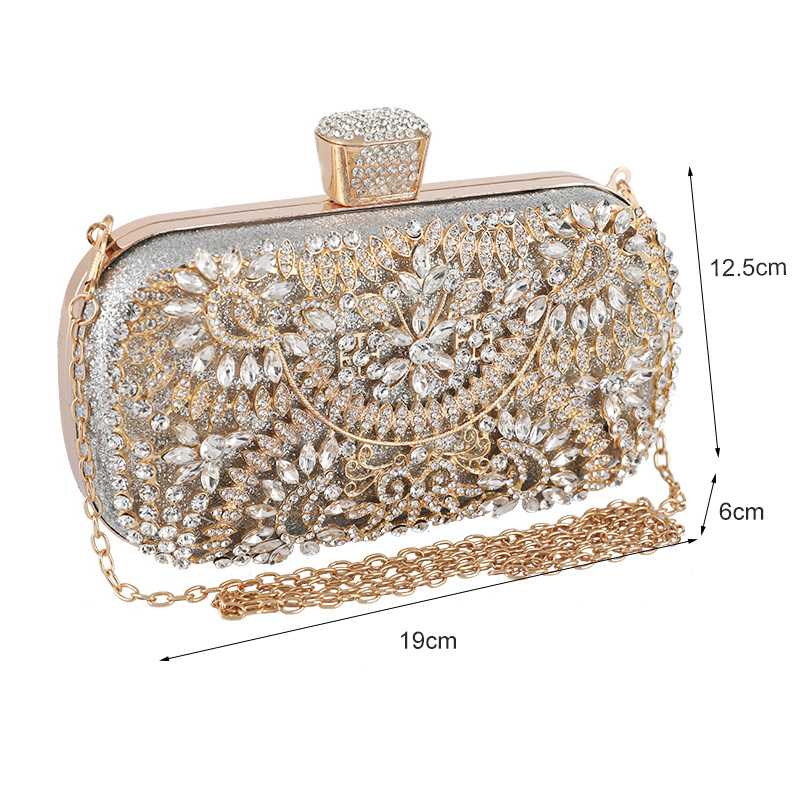 Diamond Evening Clutch Bag For Women Wedding Golden Clutch Purse Chain Shoulder Bag Small Party Handbag With Metal Handle ZD1397 220531