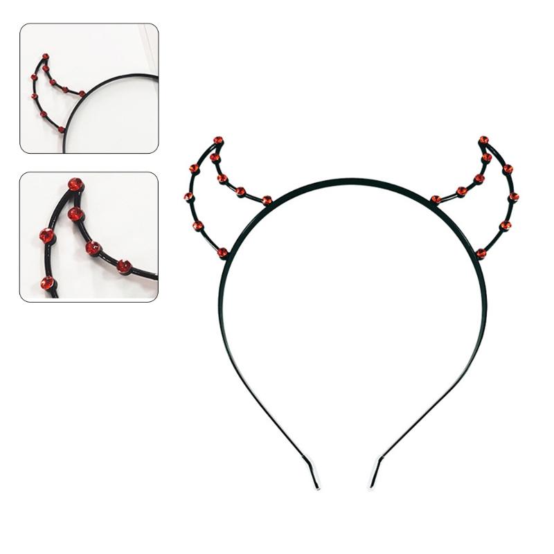 Other Event Party Supplies Devil Horn Headband Rhinestone Headwear For Halloween Wear Hair Band Shiny Birthday Headpiece