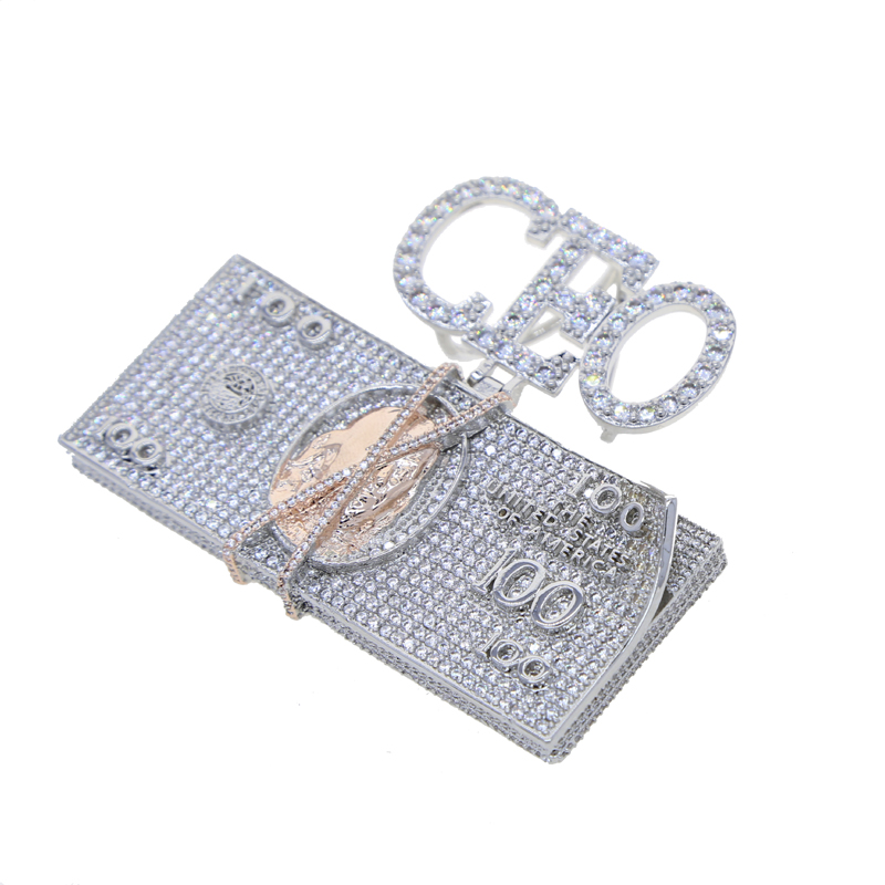 iced bling CEO Letter with us dollar casy pendant paved full cz fit cuban chain necklace for men women boy party punk styles jewelry plated gold silve