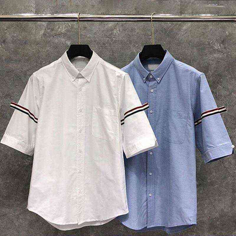 TB THOM Men's Shirts Summer New Korean Fashion Style Blouse RWB Ribbon Armband Stripe Clothing Oxford Cotton Women's Shirts, White
TB THOM Men's Shirts Summer New Korean Fashion Style Blouse RWB Ribbon Armband Stripe Clothing Oxford Cotton Women's Shirts, White
