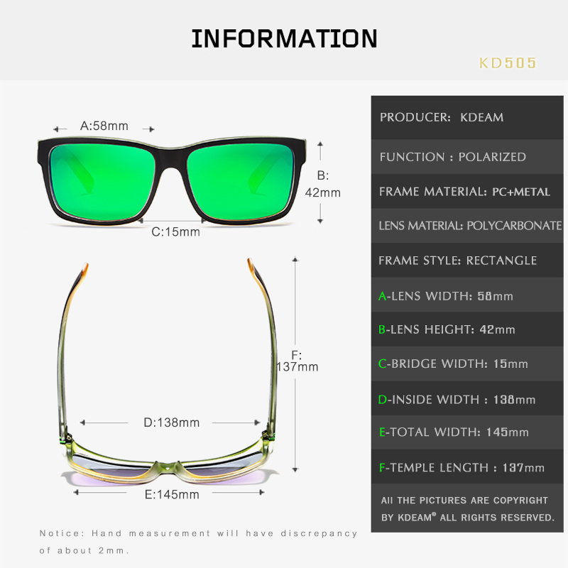 KDEAM For Men Polarized Sunglasses Sport Crazy Colors Sun Glasses Elmore Blocking-UV Shades With Box 220429