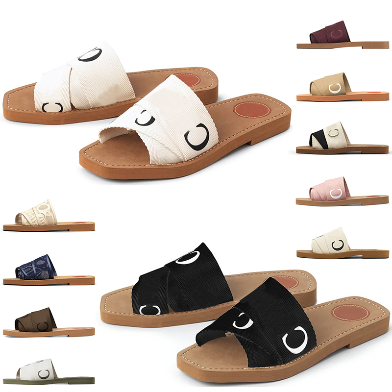 Women Sandals Designer Slippers Sneakers Woody Mules Slippers Flat Slides Shoes Cross Woven Summer Rubber Sandales Beach Sliders Peep Toe Casual Trainers