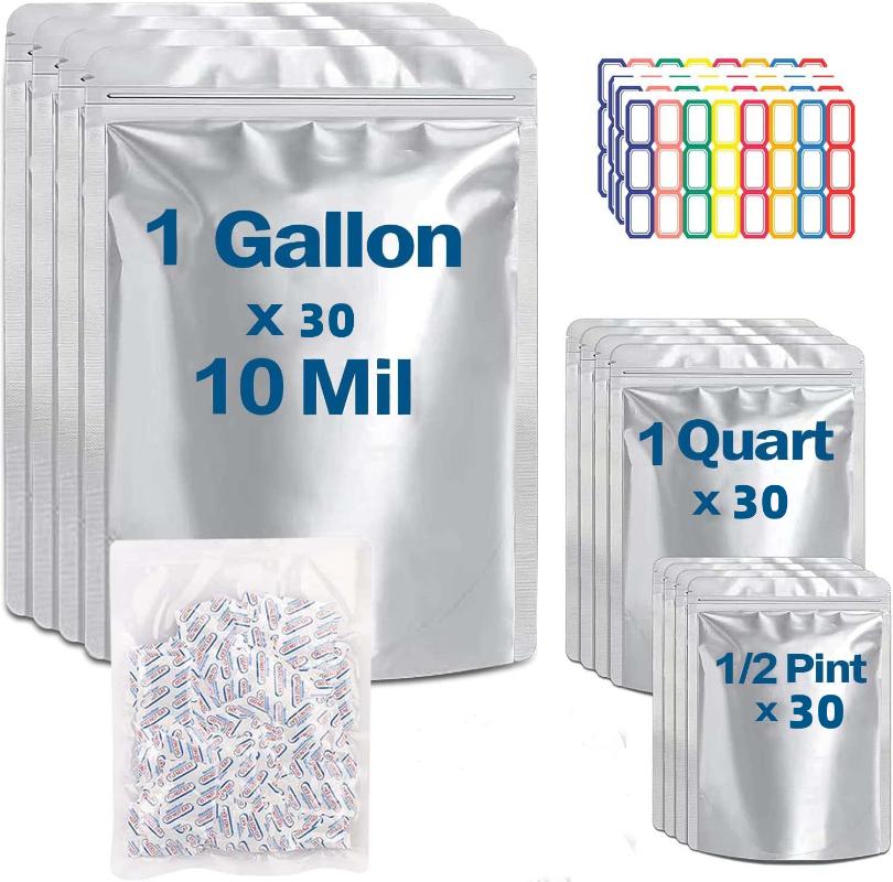 Storage Bags 50/80/90Pack Mylar For Food With Oxygen Absorbers Resealable Grains LegumesStorage
Storage Bags 50/80/90Pack Mylar For Food With Oxygen Absorbers Resealable Grains LegumesStorage