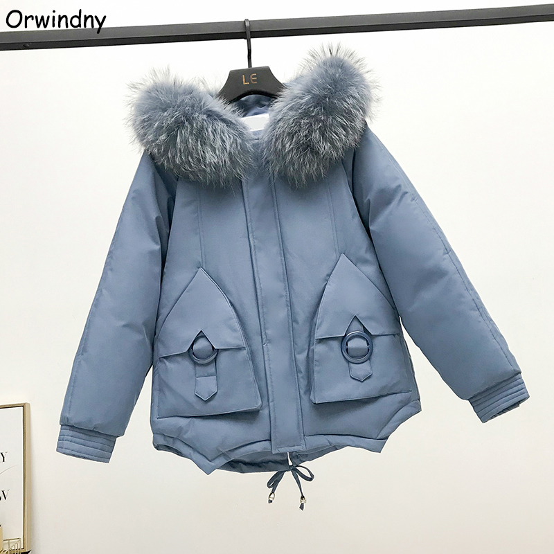 Orwindny Womens Down Cotton Jacket Loose Female Jacket Big Pockets Star Winter Coat Women Hooded Warm Regular Clothing 201027