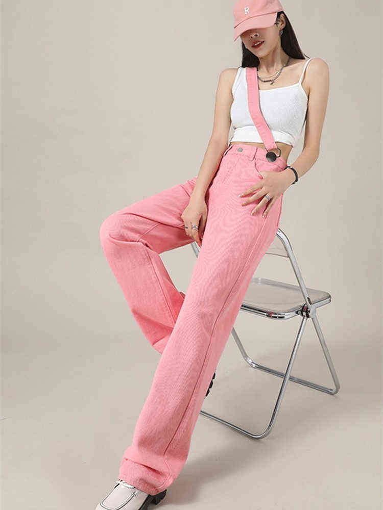 Pink Detachable One Shoulder Denim Strap Trousers Womens Summer Design High Waist Thin Wide Leg Mopping Pants Female Plain Jeans T220728
Pink Detachable One Shoulder Denim Strap Trousers Womens Summer Design High Waist Thin Wide Leg Mopping Pants Female Plain Jeans T220728