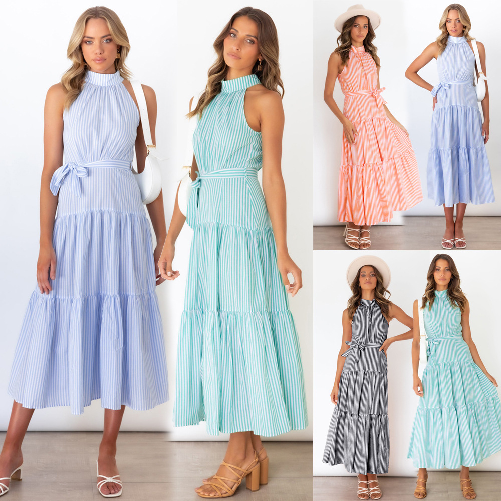 2022 Summer New Striped Halter Dress Slim Fit Temperament Long Dress European and American Foreign Trade Amazon Sources Popular, Lq230-lan
2022 Summer New Striped Halter Dress Slim Fit Temperament Long Dress European and American Foreign Trade Amazon Sources Popular, Lq230-lan