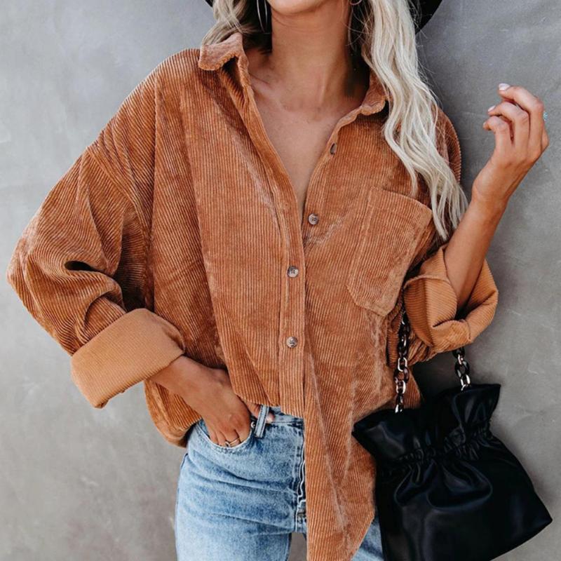 Women's Jackets Women Shirt Single Breasted Breathable Solid Color Casual Corduroy Ladies Coat Winter/Autumn 2022 For Street Wear, Pink
Women's Jackets Women Shirt Single Breasted Breathable Solid Color Casual Corduroy Ladies Coat Winter/Autumn 2022 For Street Wear, Pink