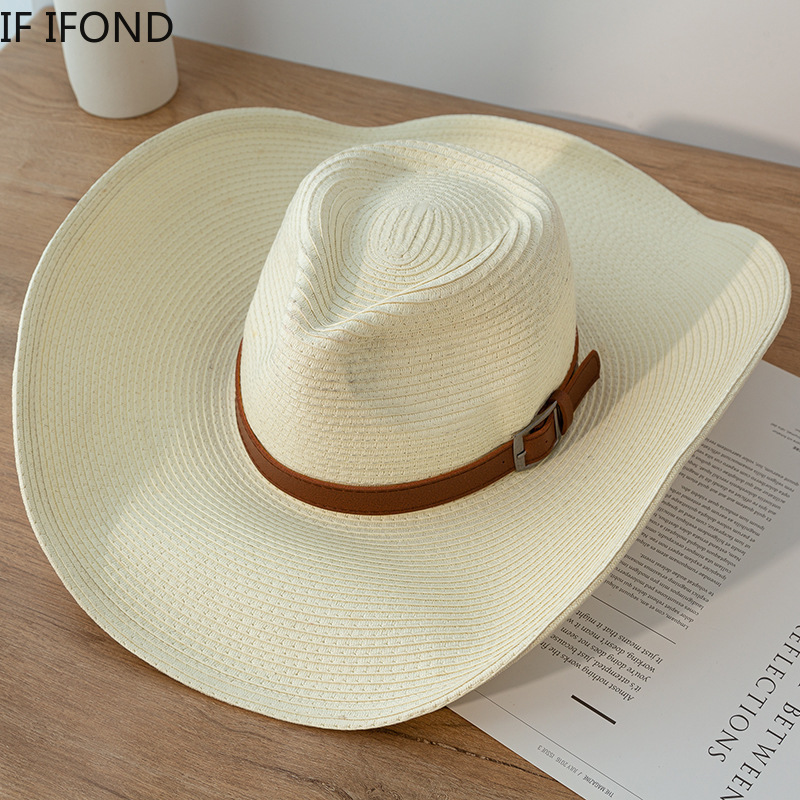 Design Natural Paper Western Cowboy Hat 13CM Big Wide Brim Women Men Summer Beach Straw Hats Panama Cowgirl Jazz Sun Caps 220813, Khaki
Design Natural Paper Western Cowboy Hat 13CM Big Wide Brim Women Men Summer Beach Straw Hats Panama Cowgirl Jazz Sun Caps 220813, Khaki