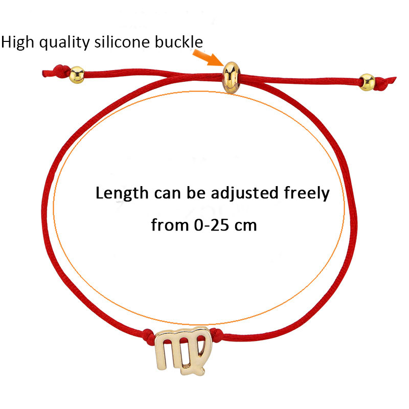Handmade 12 Constellation Zodiac Charm Bracelet for Women Adjustable Couple Horoscope Red Rope Bracelets Lovers Lucky Hand Chain Jewelry Gift with Wis