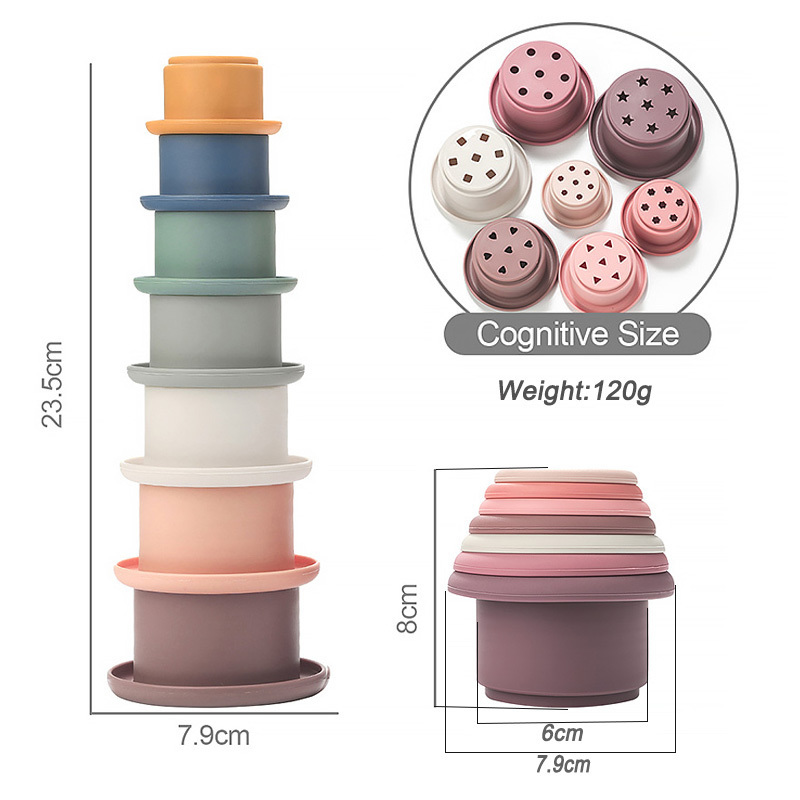 Silicone Building Block Baby Silicone Teether BPA Free Stacking Cups Hourglass Toys Plastic Stacked Cups Baby Educational Toys 220815