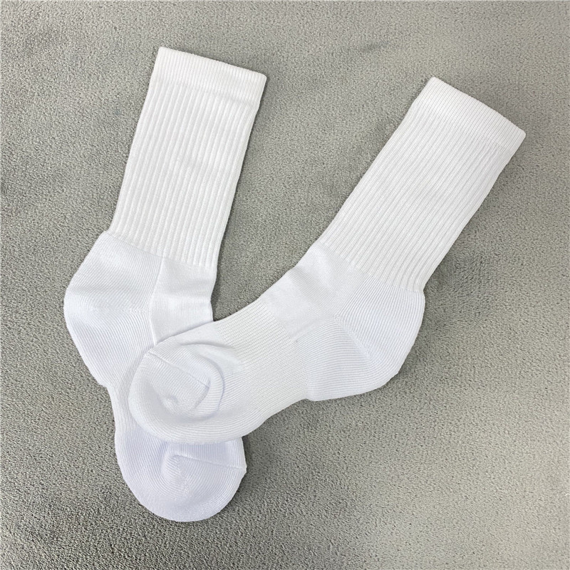 Men women White Blank Sublimation DIY Athletic sports Half Cushion Mid crew socks Blank Streetwear Socks For Heat Press 220512