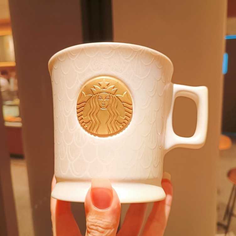 Starbucks cup 50th anniversary 414ml fish scale copper seal Mug classic goddess ceramic coffee