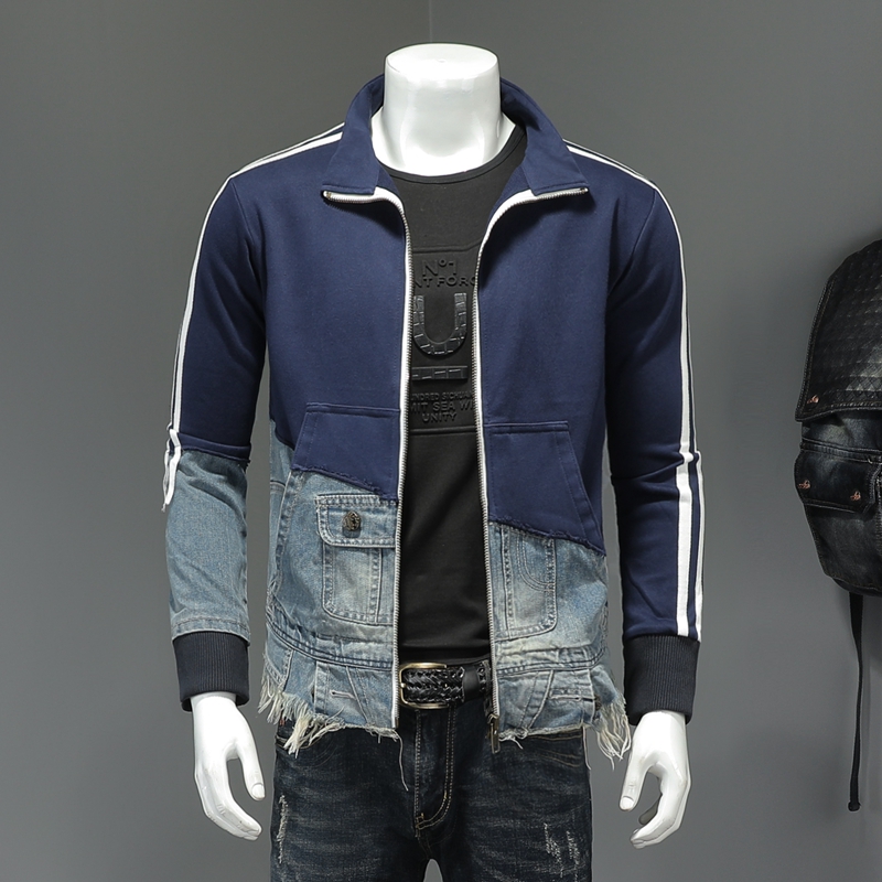 Spring and autumn new stitching American baseball uniform jacket male couple street ruffian handsome loose casual jacket top, Blue
Spring and autumn new stitching American baseball uniform jacket male couple street ruffian handsome loose casual jacket top, Blue