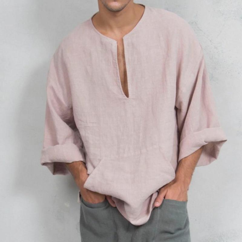 Men's Casual Shirts Spring And Summer European Size Men's Collarless Solid Linen Loose Flared Long-sleeved ShirtMen's Eldd22, Pink
Men's Casual Shirts Spring And Summer European Size Men's Collarless Solid Linen Loose Flared Long-sleeved ShirtMen's Eldd22, Pink
