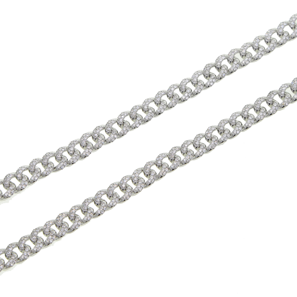 Iced out bling 7mm crystal Miami cuban link chain choker necklace for lady micro pave cz miami chokers women jewelry