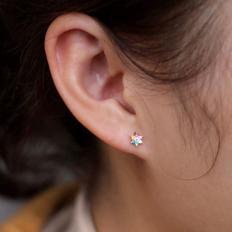 Stud Gold Color Sweet Tiny 5mm Flower Earring Rainbow Colorful CZ Stone 2022 Fine 925 Sterling Silver Dainty Minimal JewelryStud
Stud Gold Color Sweet Tiny 5mm Flower Earring Rainbow Colorful CZ Stone 2022 Fine 925 Sterling Silver Dainty Minimal JewelryStud