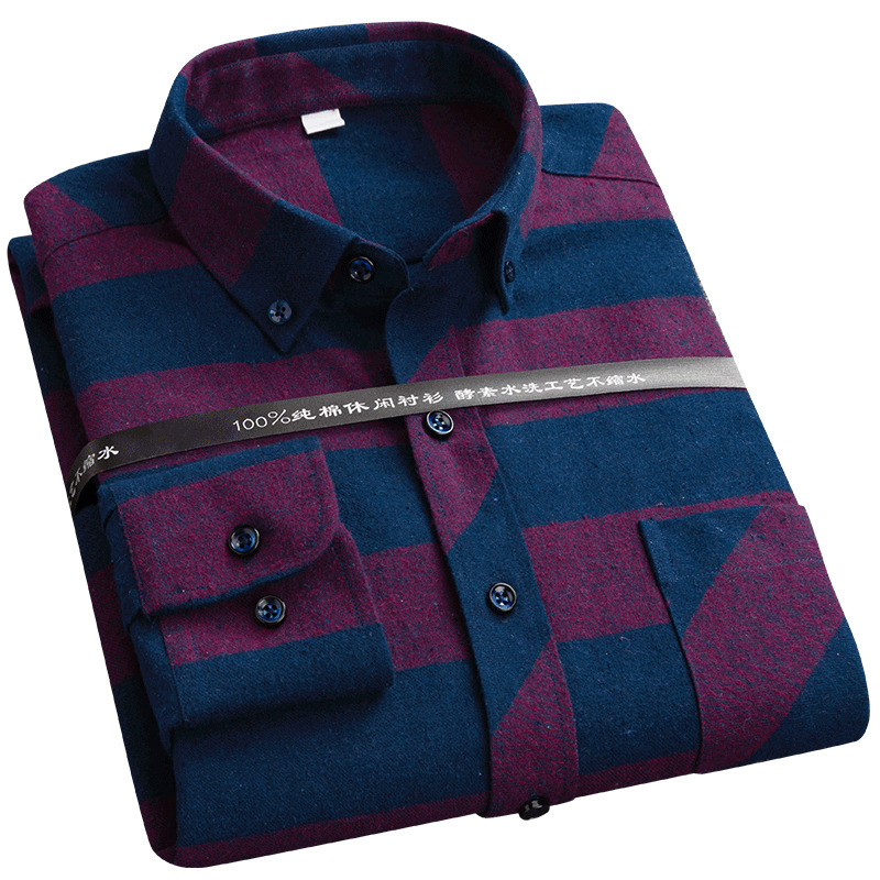 Plaid Shirts for Male Plus Size Leisure Mens 100% Cotton Winter Warm Flannel Casual Checkered Over Shirt long Sleeve 220322