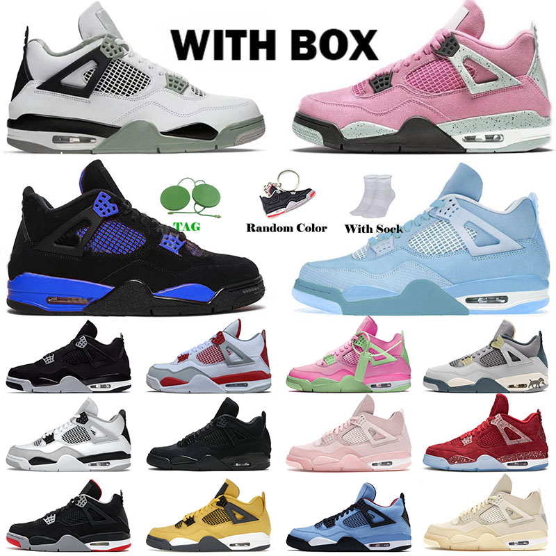 Mens Womens Jumpman 4 4s IV Designer Basketball Shoes J4 Sb Bred Cactus Jack Purple Blue Thunder Red Military Black Cat Sports Sneakers Trainers