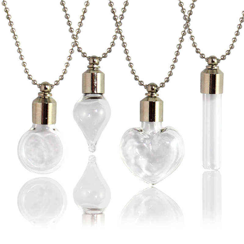 2PCS Glass Locket Urn Jewelry Cremation Jewelry Urn Necklace for Ashes Fillable vials Necklaces Blood Vial Necklace Y220523