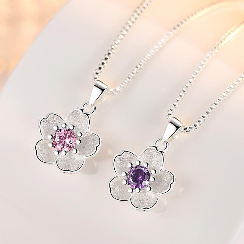 Pendant Necklaces Luxury 925 Sterling Silver Fresh Cherry Blossoms Zircon Chain Necklace Long 45cm For Women Jewelry Party Gifts CollaresPen
Pendant Necklaces Luxury 925 Sterling Silver Fresh Cherry Blossoms Zircon Chain Necklace Long 45cm For Women Jewelry Party Gifts CollaresPen