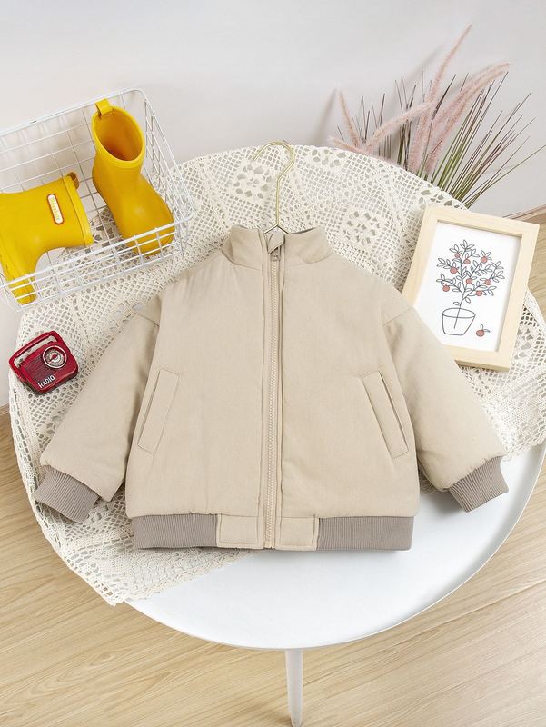 Toddler Boys Rib Knit Trim Winter Coat SHE