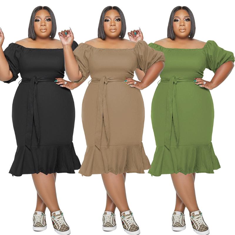 Plus Size Dresses Summer Puff Sleeve Lace Up Women's Dress Casual Fishtail Long Skirt Fashion One Shoulder High Quality 2022Plus, Green
Plus Size Dresses Summer Puff Sleeve Lace Up Women's Dress Casual Fishtail Long Skirt Fashion One Shoulder High Quality 2022Plus, Green