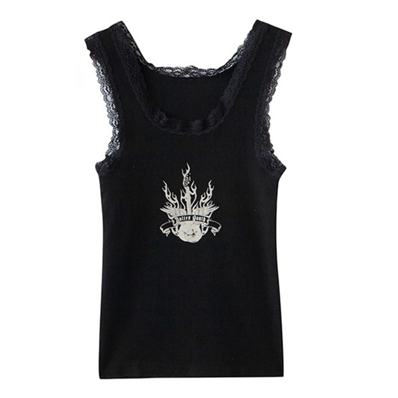 PUWD Y2K Cute Girls Print Black Lace Tank Summer Fashion Ladies Slim Sleeveless Short Tops Vintage Women Streetwear Top 220318
PUWD Y2K Cute Girls Print Black Lace Tank Summer Fashion Ladies Slim Sleeveless Short Tops Vintage Women Streetwear Top 220318