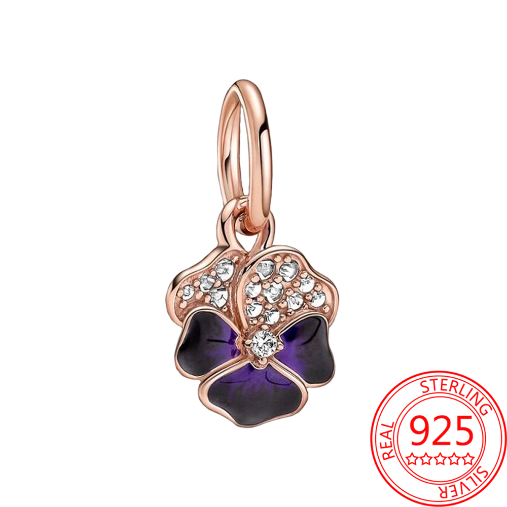 New Fashion 925 Sterling Silver Bracelet Necklace Romantic Gem Blue Tricolor Flower Earrings Pendant Girl Jewelry Gift